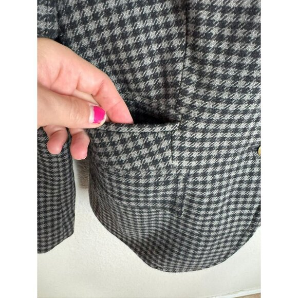 J.Crew Women's Blazer Jacket Size 2 Wool Houndstooth Elbow Patches preppy - Picture 6 of 11